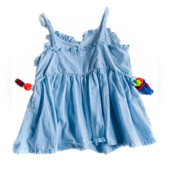 TUCKER + TATELStriped Cotton Pom Pom Girls Flounce Seersucker Tank Top